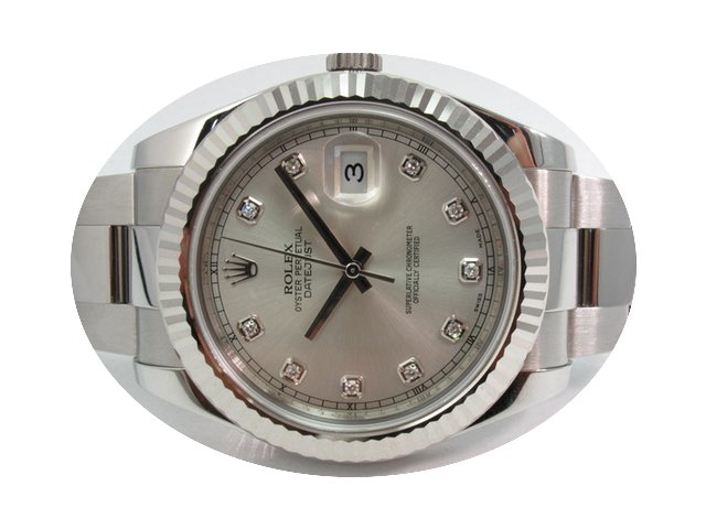 Rolex Datejust II 41mm Silver Diamond Di...