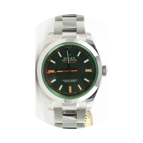 Rolex MILGAUSS 116400 GREEN CRYSTAL ANNI...