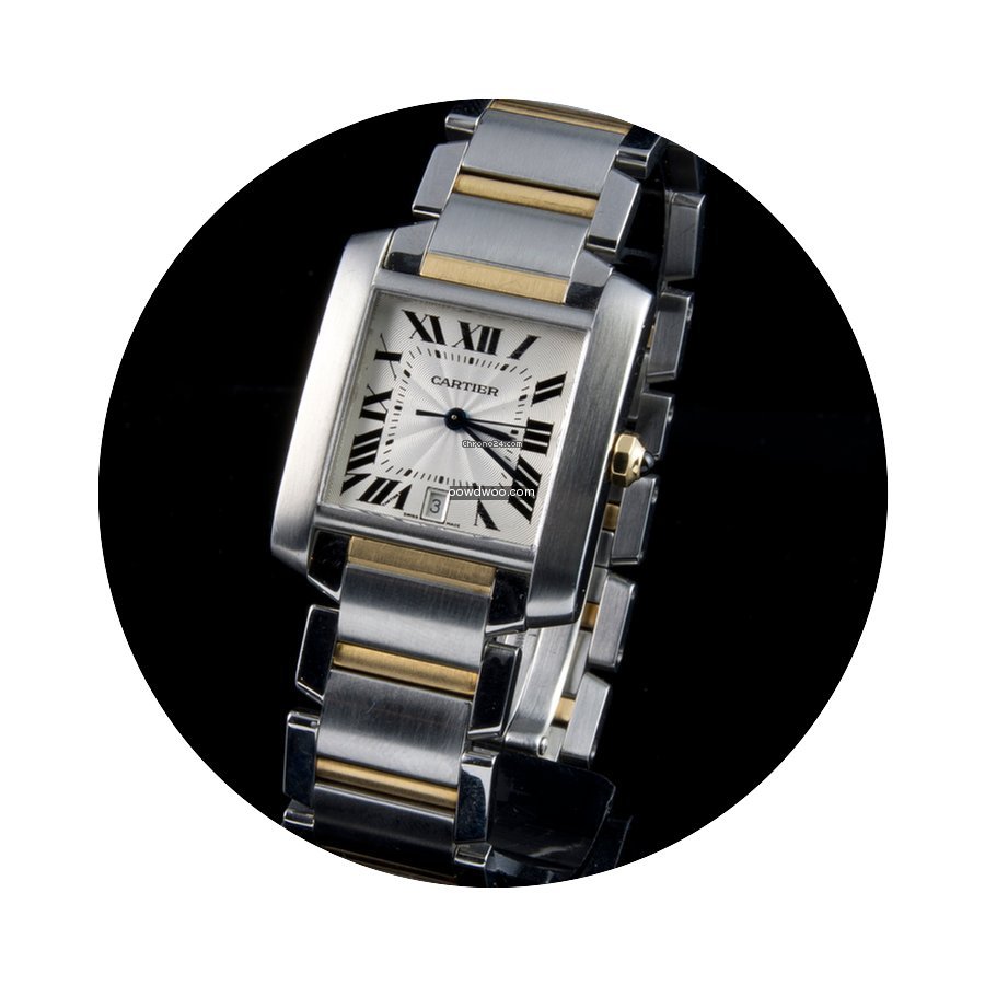 Cartier tank francaise stell and gold au...