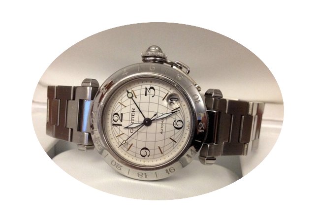 Cartier Pasha GMT Lady Watch Silver Dial...