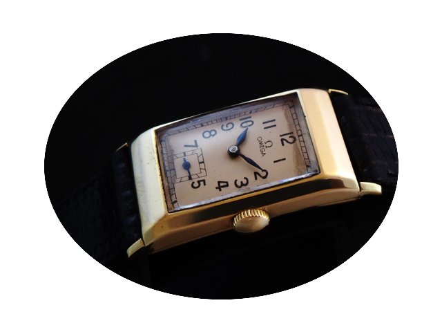 Omega Rare Rectangular Vintage 18k Gold ...