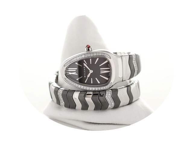 Bulgari Serpenti Spiga 35 Quartz Gemston...