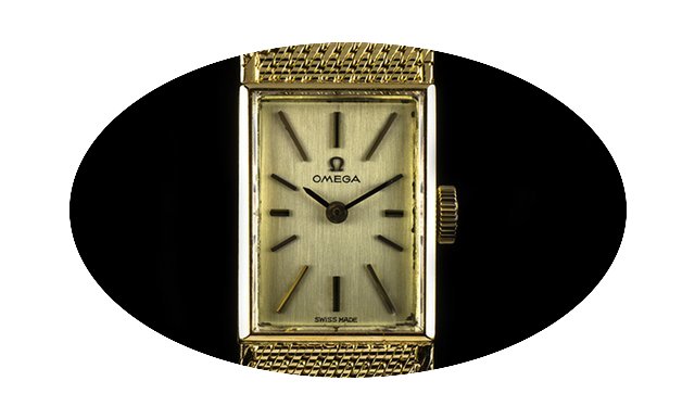 Omega 18k Y/G Silver Baton Dial Vintage ...