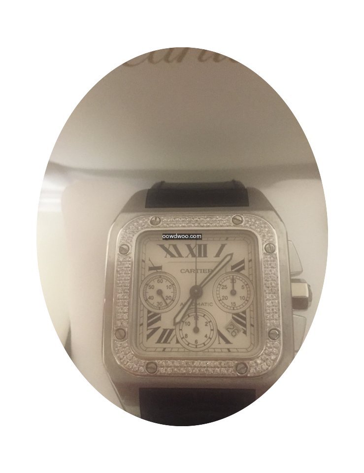 Cartier Santos 100 xl Chronograph diamon...