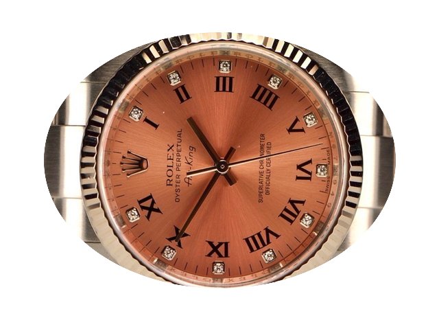 Rolex Airking 750 WG Dia Dial orig Paper...