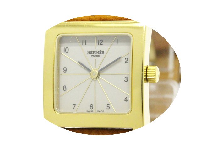 Hermès H Watch Gold Plated Leather Quar...