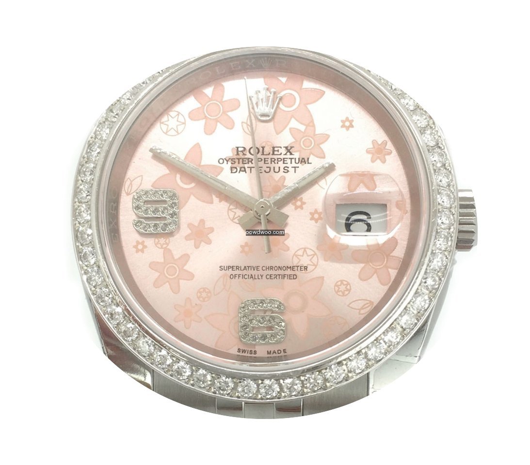 Rolex Datejust Flowers Diamonds Dial Aft...