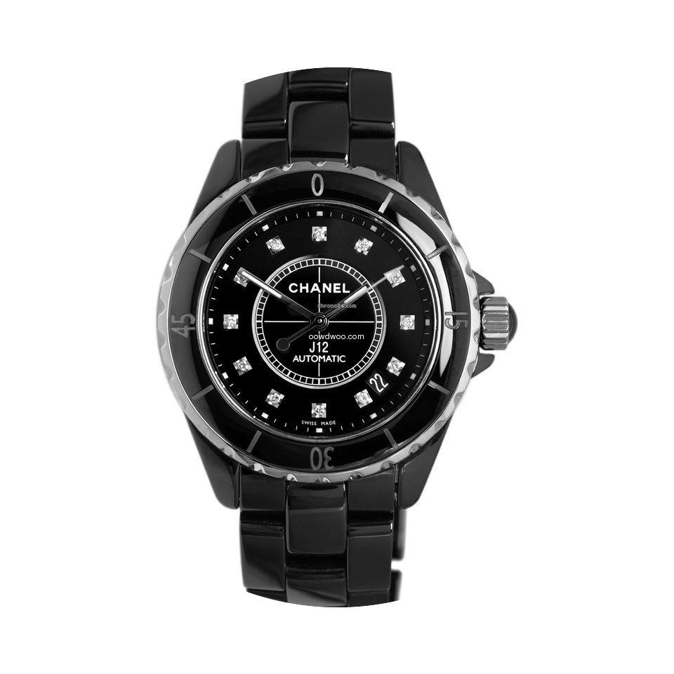 Chanel J12 Black Ceramic & Diamond Watch...