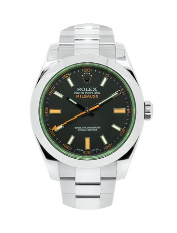 Rolex Mens Green Milgauss Stainless Stee...
