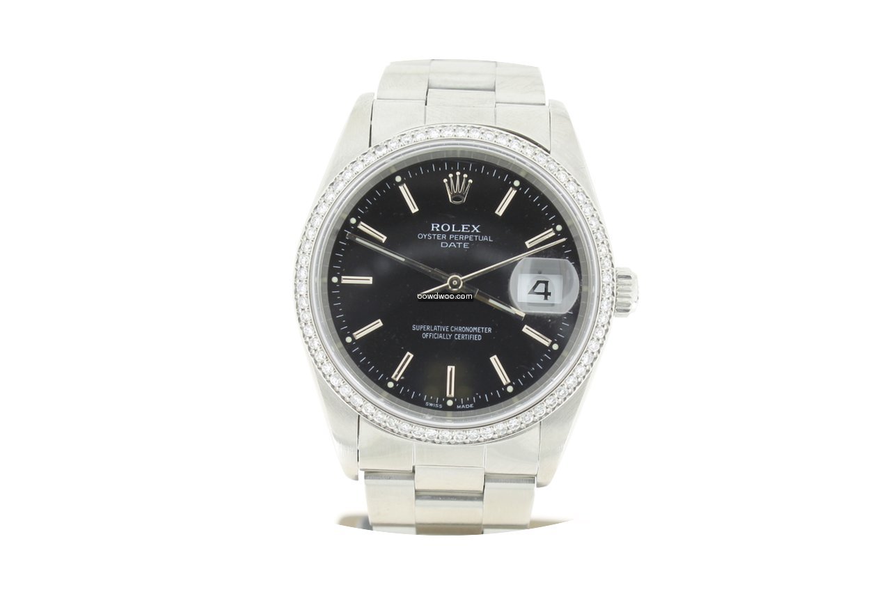 Rolex Date Black dial 34mm steel Afterse...