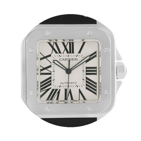 Cartier Santos 100 Steel Rubber Strap Au...