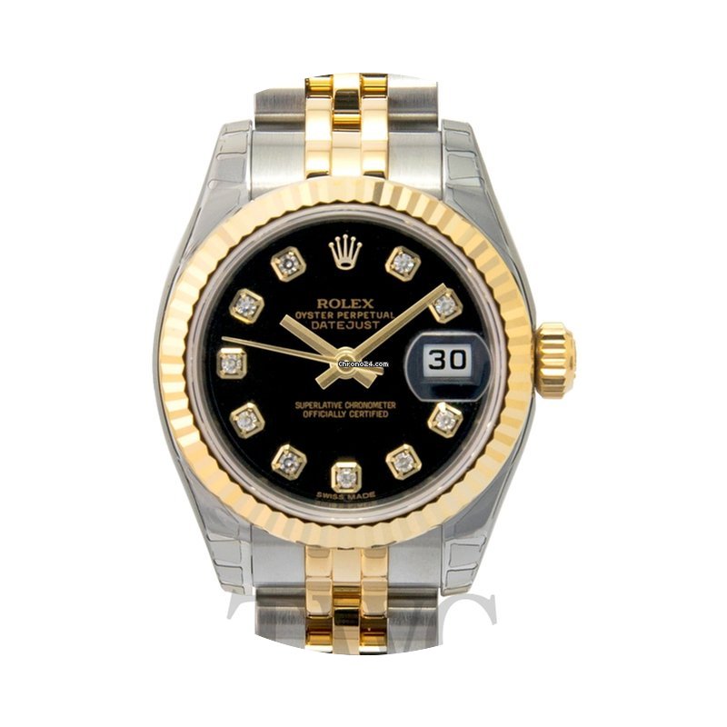 Rolex Lady Oyster Perpetual Black/18k go...