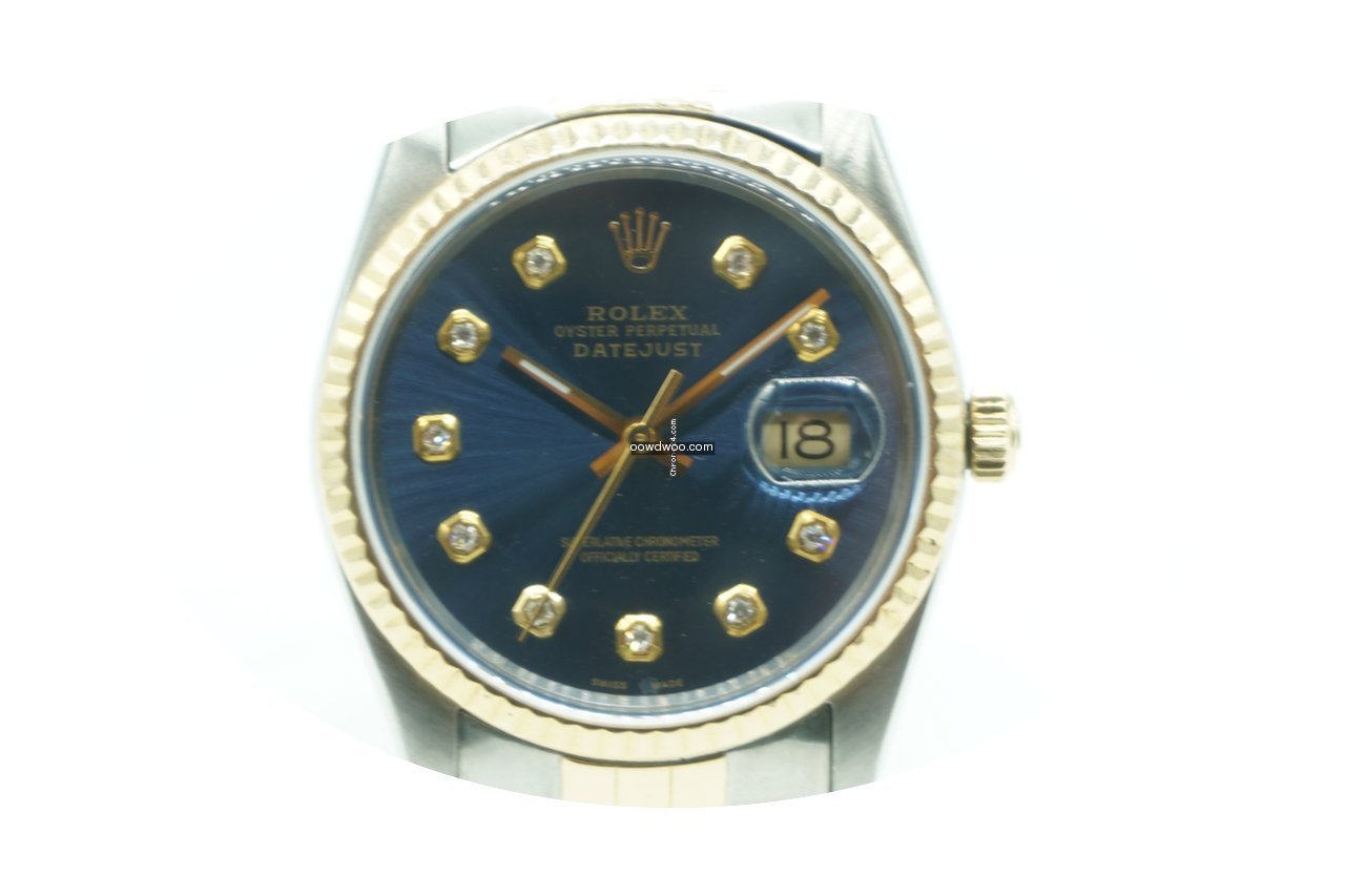 Rolex Datejust 36mm two tone blue diamon...