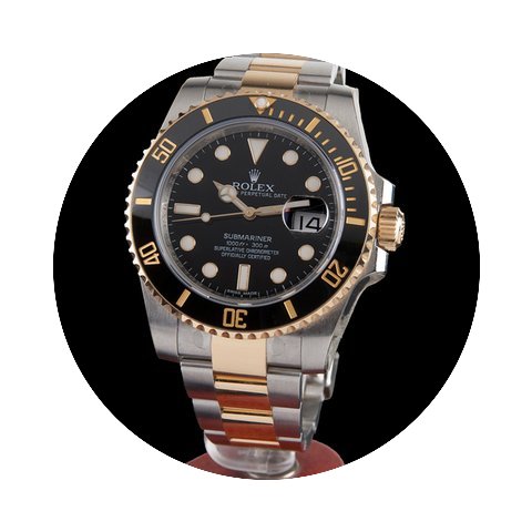 Rolex submariner steel and gold black di...