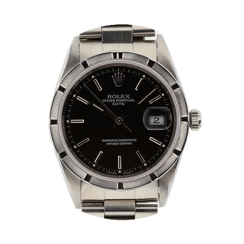 Rolex Mens Date 34mm Sapphire Crystal Qu...