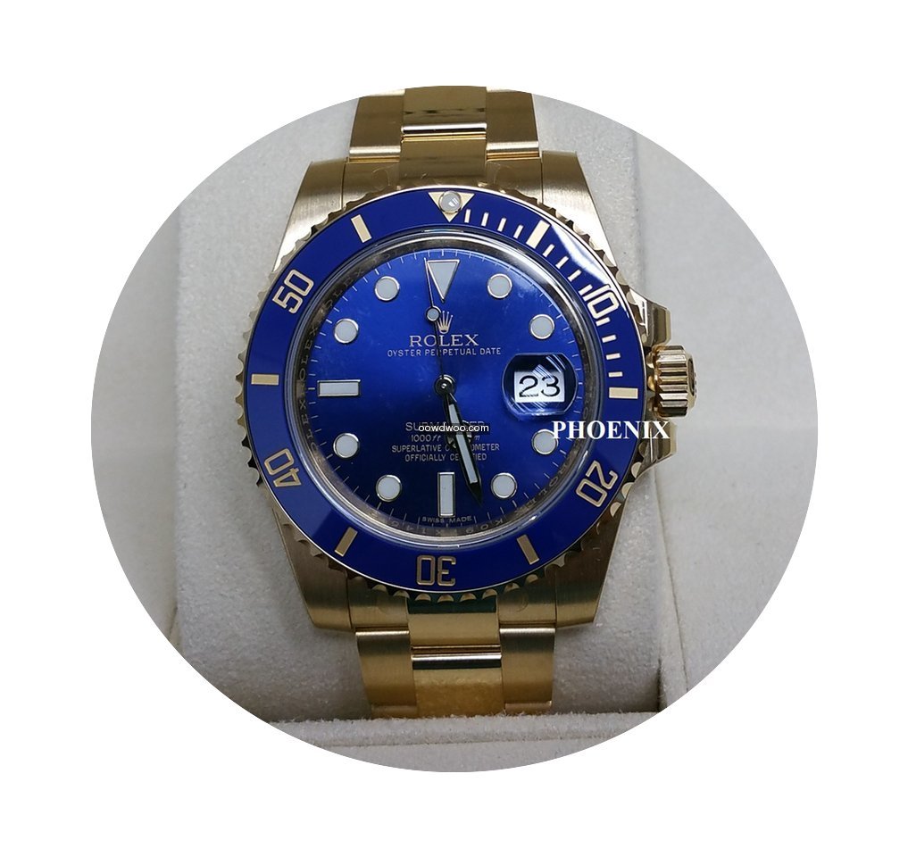 Rolex Full Yellow Gold Submariner Blue d...