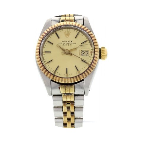 Rolex Ladies Vintage Rolex Date 18K Yell...