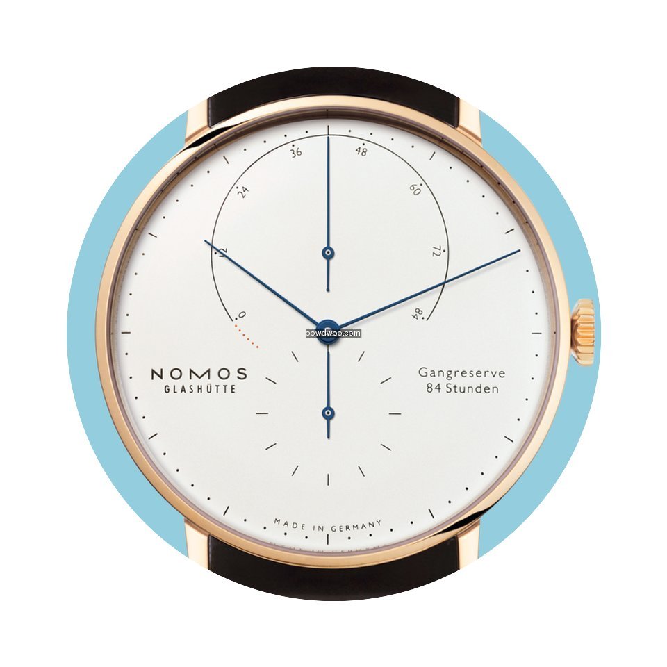 Nomos Lambda Roségold gebläute Zeiger ...