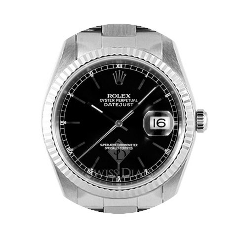 Rolex Datejust Stainless Steel Black Sti...