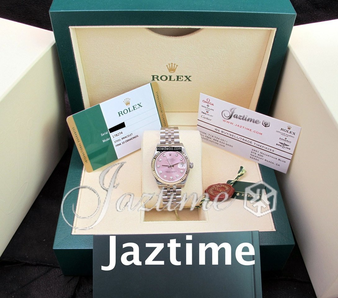 Rolex Datejust 178274 Ladies 31mm Pink D...