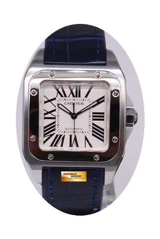 Cartier Santos 100 Midsize Automatic Blu...