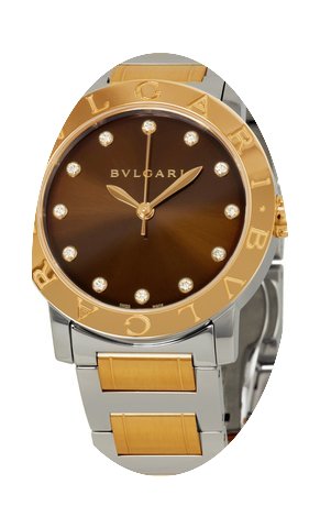Bulgari Brown Dial Steel and 18kt Rose G...