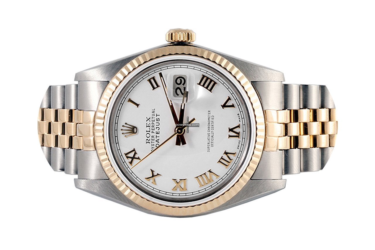 Rolex Mens Datejust Jubilee SS/YG White ...