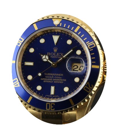 Rolex New Submariner 16618 40mm Gold Blu...