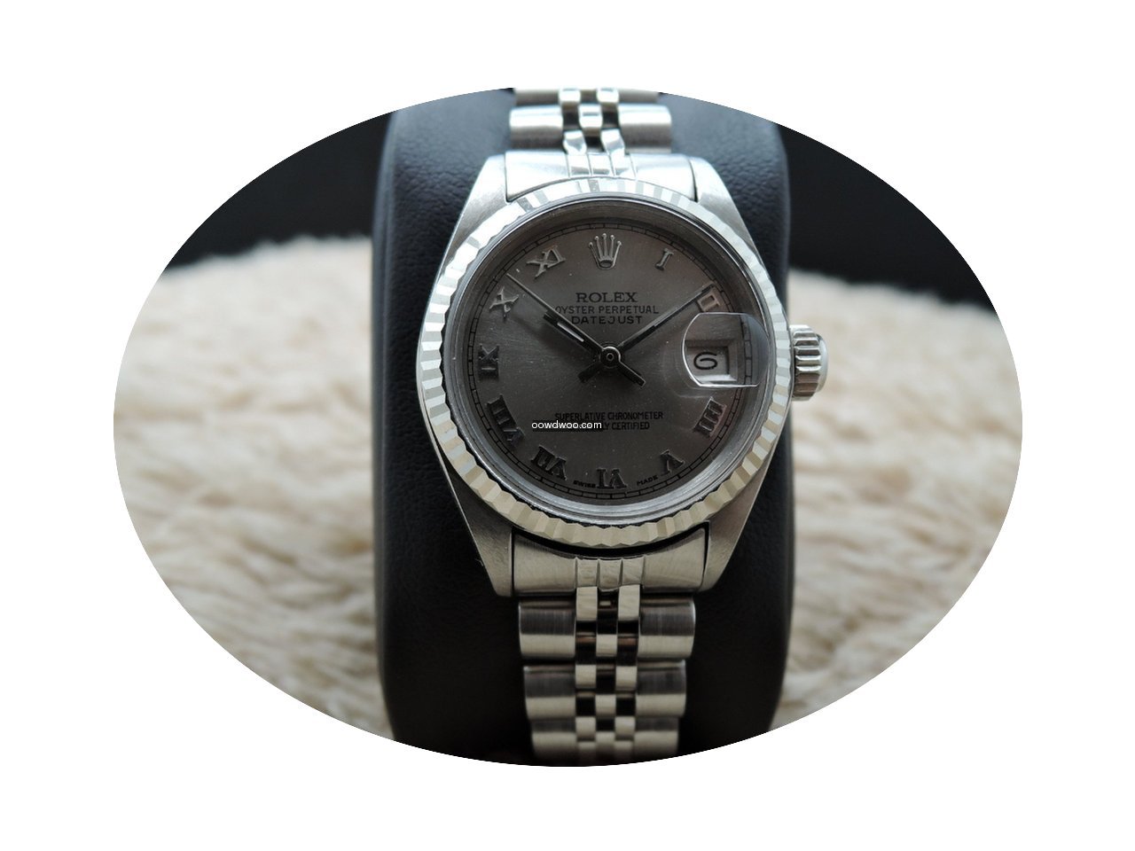 Rolex DATE Ladies 6917 SS Grey Roman Dia...