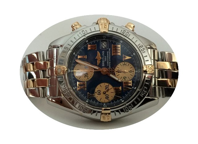Breitling Cockpit Pilot Gold Steel Bleu ...