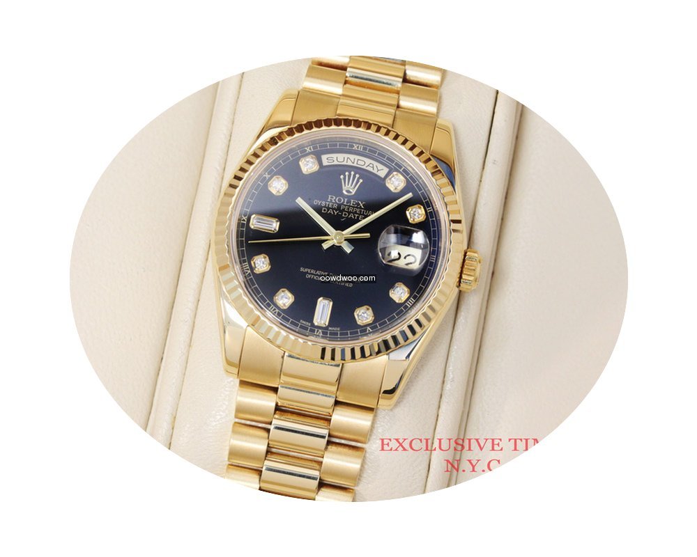 Rolex Day Date 36mm Factory Black Diamon...