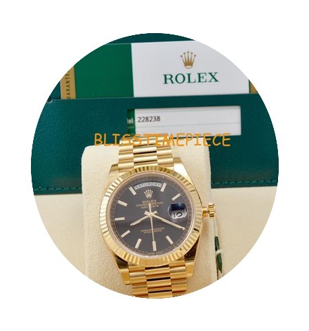 Rolex Day-Date 40 Yellow Gold Black Moti...