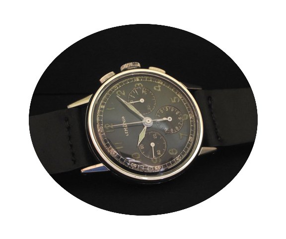 Lemania WWII Military Lacquered Black Di...