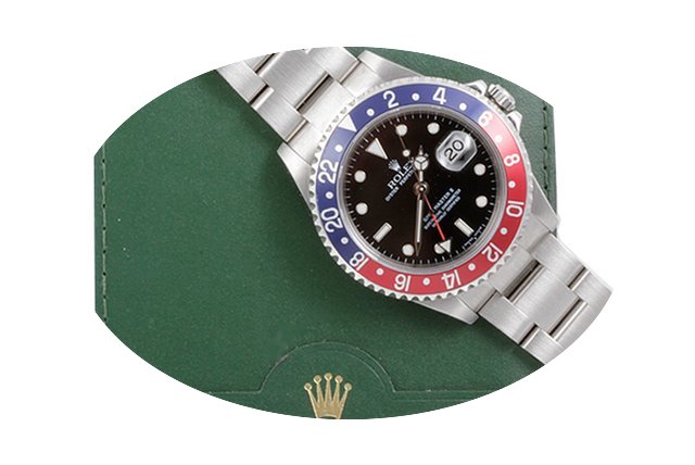 Rolex Mens SS GMT-Master II - Black Dial...