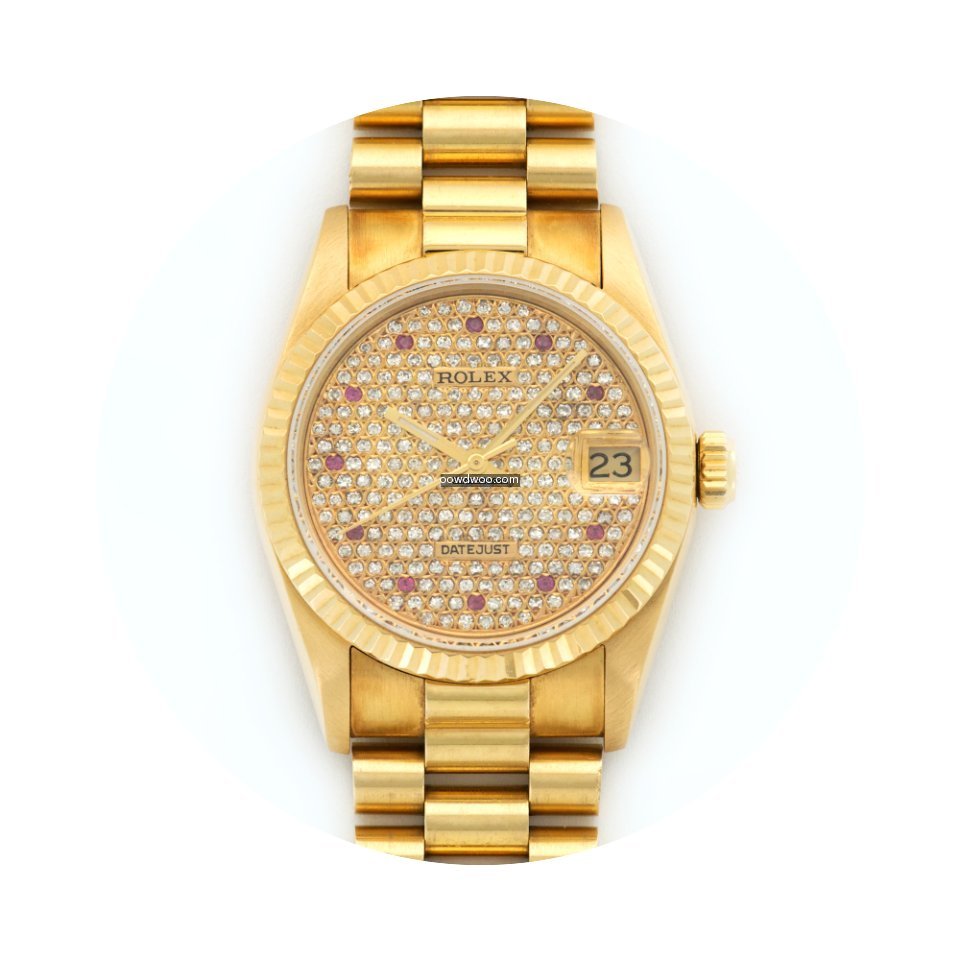 Rolex Yellow Gold Datejust Midsize Pave ...