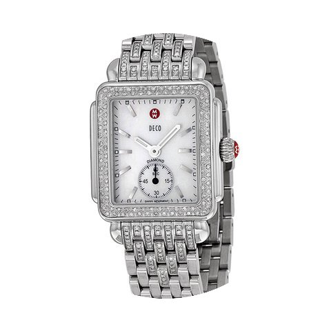 Michele Deco White Pearl Diamond Bezel L...
