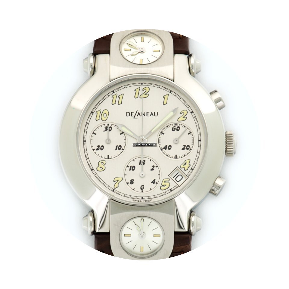 DeLaneau 3-Time Zone Steel Chronograph W...