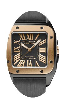 Cartier SANTOS 100 mm-MIDSIZE BLACK CERA...