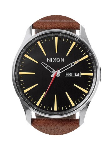 Nixon A105-019 Sentry Leather Black Brow...