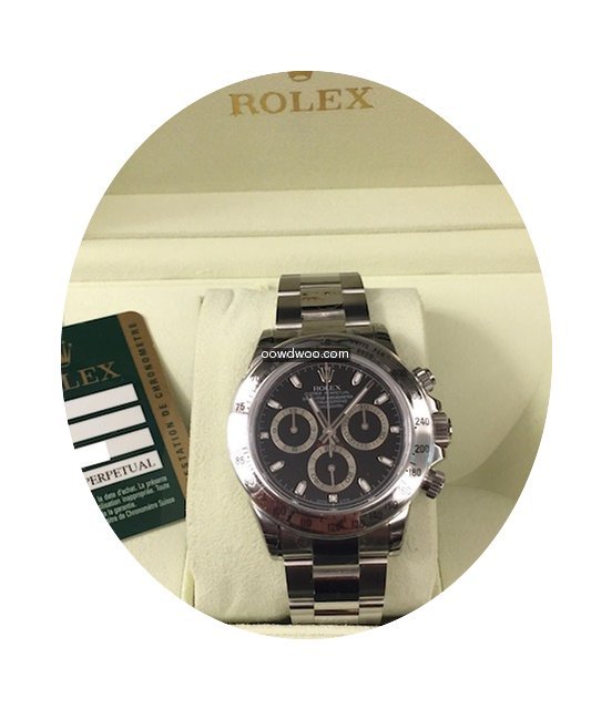 Rolex Daytona Steel Black Dial New Stick...