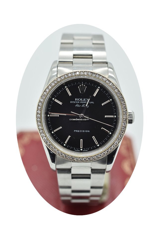 Rolex Air-king 14000m Black Diamond Stai...