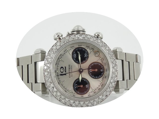 Cartier Pasha chronograph diamond bezel...