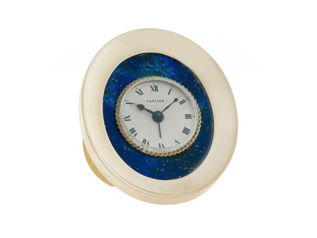 Cartier Reisewecker Tischuhr Lapis Gelbg...
