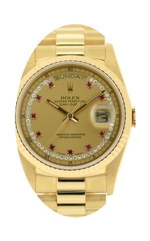 Rolex 18k Day-Date with Diamond/Ruby Str...