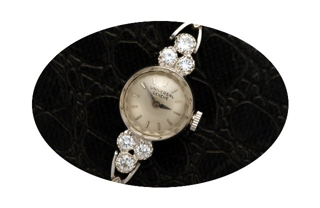 Universal Genève 14K White Gold Ladies ...