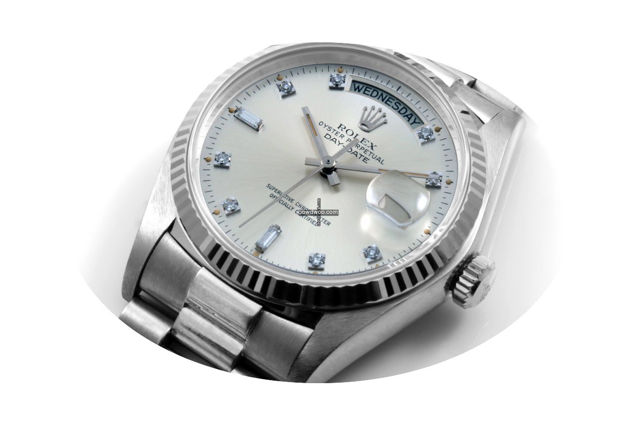 Rolex 18K White Gold Day-Date Factory 8 ...