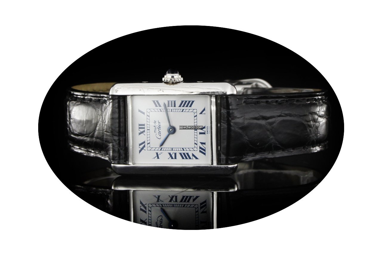 Cartier Tank (20mm) Versilbert mit schwa...
