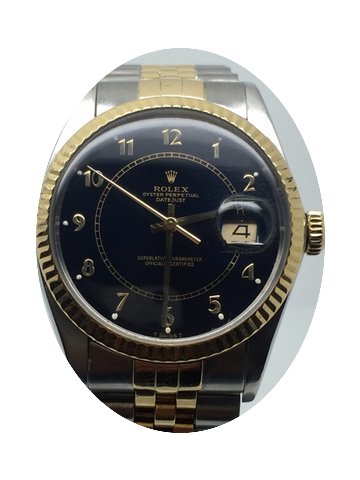Rolex DATEJUST 36MM STEEL/GOLD BLACK DIA...