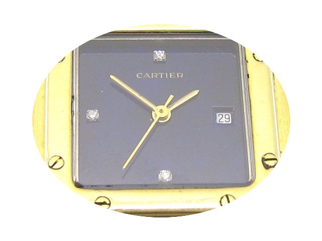 Cartier Santos Automatic 18ct Gold Lapis...