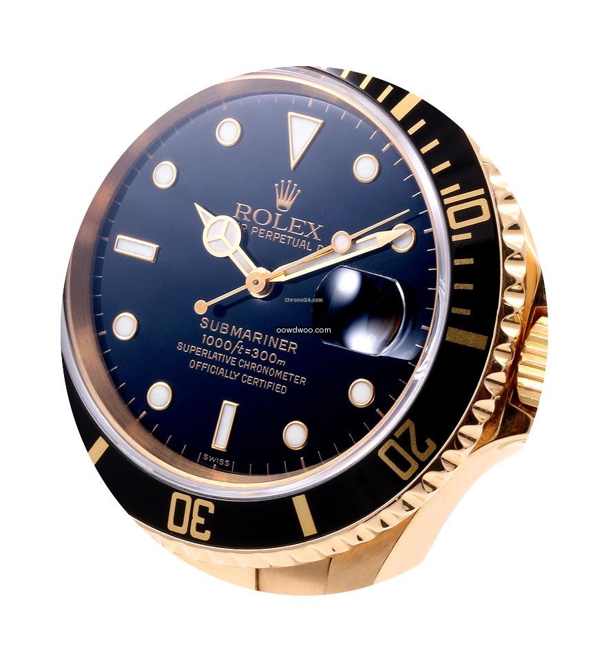 Rolex 18k Yellow Gold Submariner Black D...
